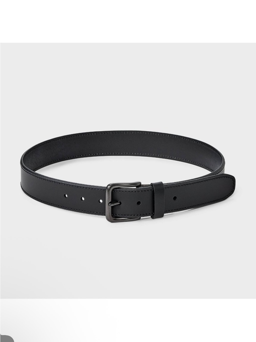 Goodfellow & Co Black Leather Belt with Brushed Metal Buckle - Picture 2 of 3